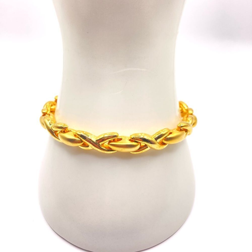 Gold matte and shiny x tennis bracelet
